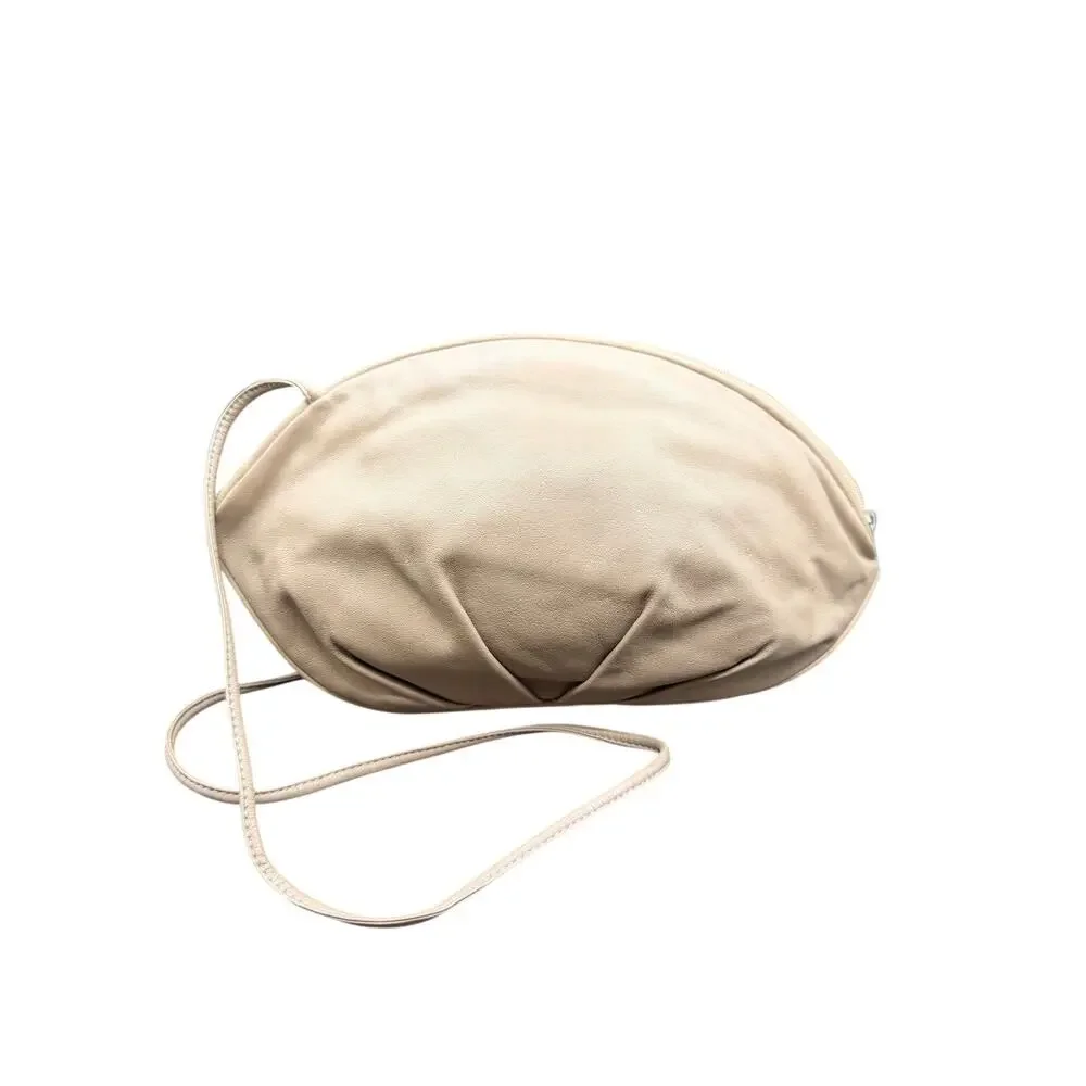 Etra Taupe Leather Slouchy Crossbody Clutch Bag Soft Minimalist